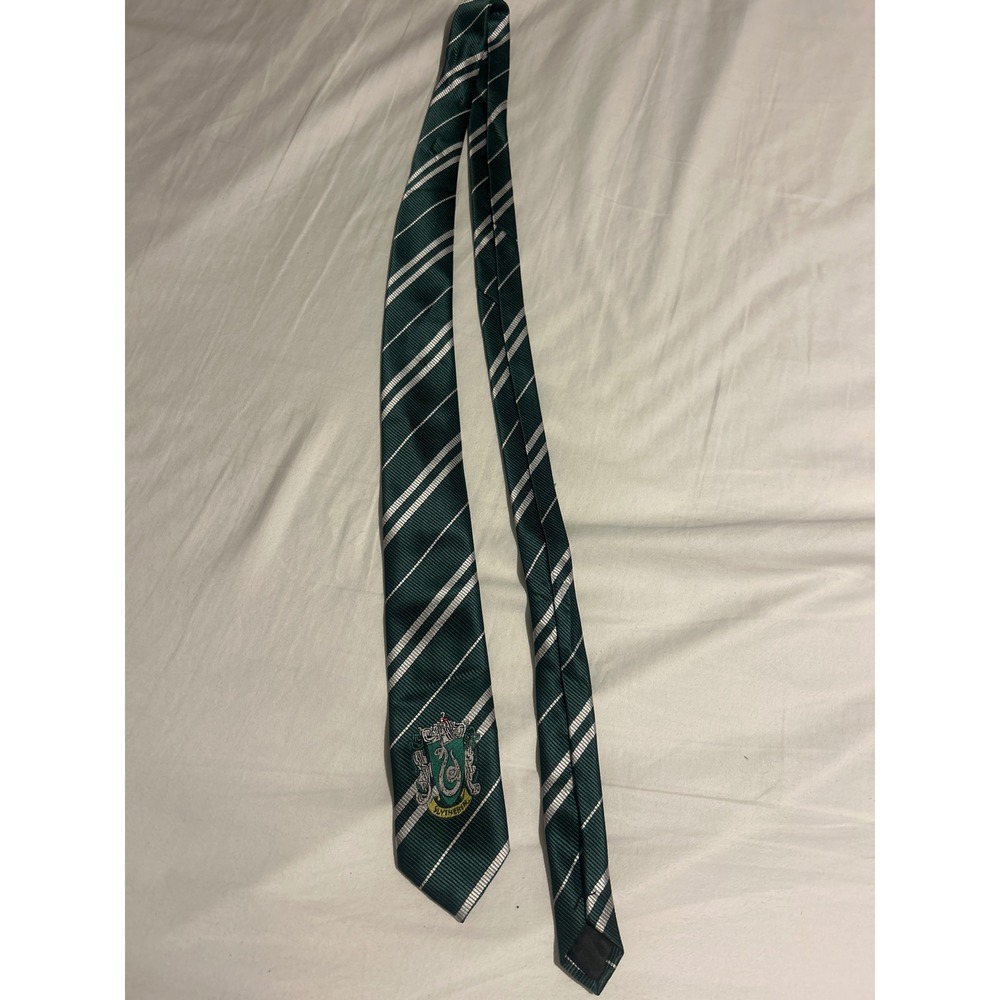 Harry Potter Slytherin House Necktie Green Silver Striped Crest Cosplay Kids